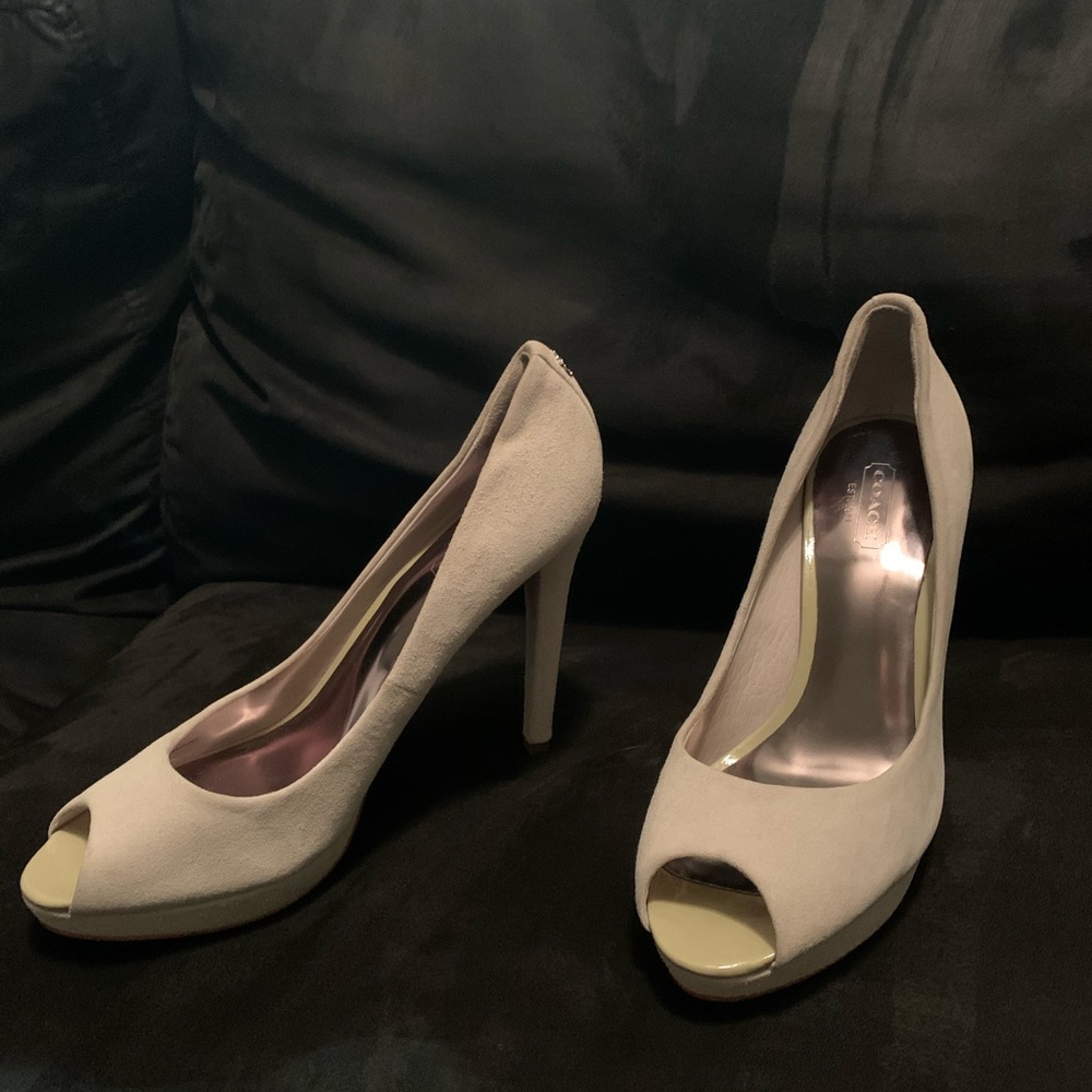 Coach Selma Suede Peep Toe Heels 7 1/2B